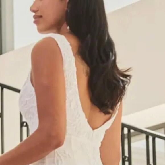 Passionate Romance White Beaded Sequin Mermaid Maxi Dress Lulus Sz S #14 #423 - Picture 3 of 6